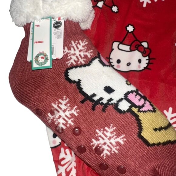 NWT 2023 Hello Kitty Christmas Red With Snowflakes Pajama Pants & Socks BUNDLE - Picture 2 of 2